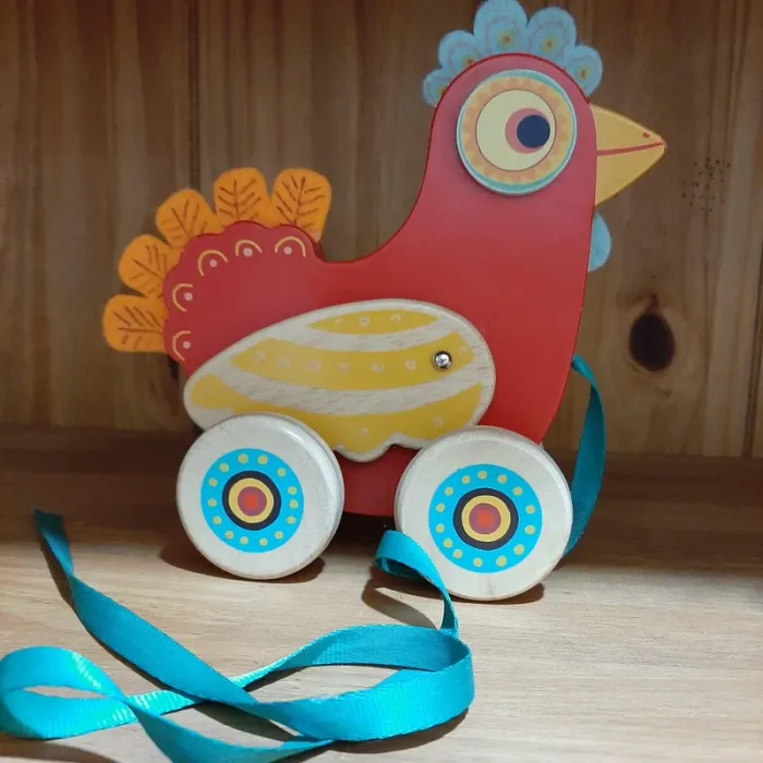 Jouet à tirer Poule Polka en bois - photo numéro 4