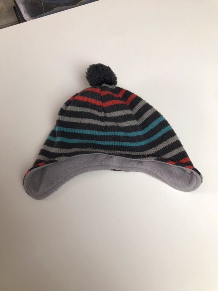 Bonnet à rayure cache oreille taille 2 ans 51 cm - photo numéro 2