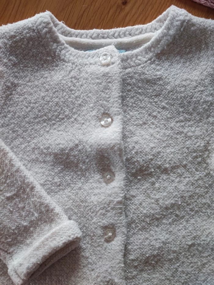 Gilet épais obaibi blanc paillette 12 mois - photo numéro 2