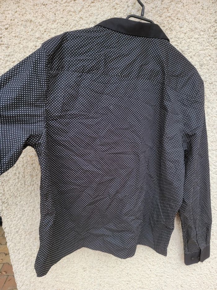 Chemise habillée noir à pois blanc chic tendance - photo numéro 3