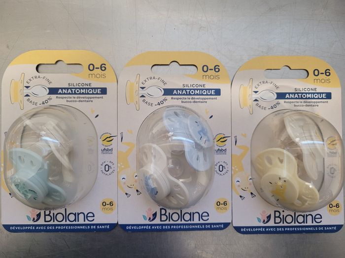 Biolane 6 Tétines anatomiques animaux - Sucettes extra-fines - 0 à 6 mois