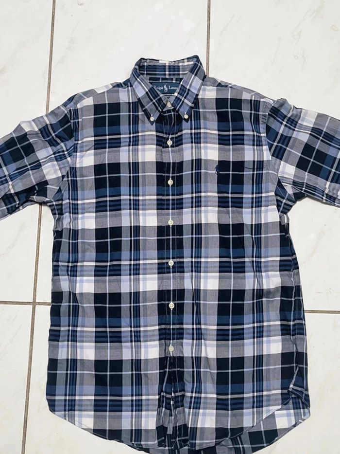 Chemise Ralph Lauren Vintage à Carreaux – Custom Fit – Bleu/Blanc (Taille M) - photo numéro 8