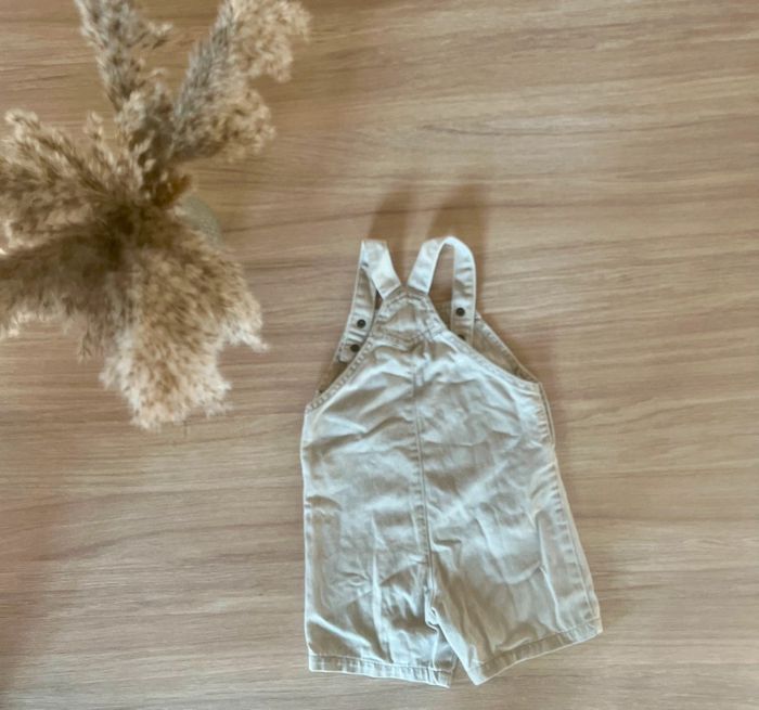 Salopette courte en jeans beige Kiabi - photo numéro 2
