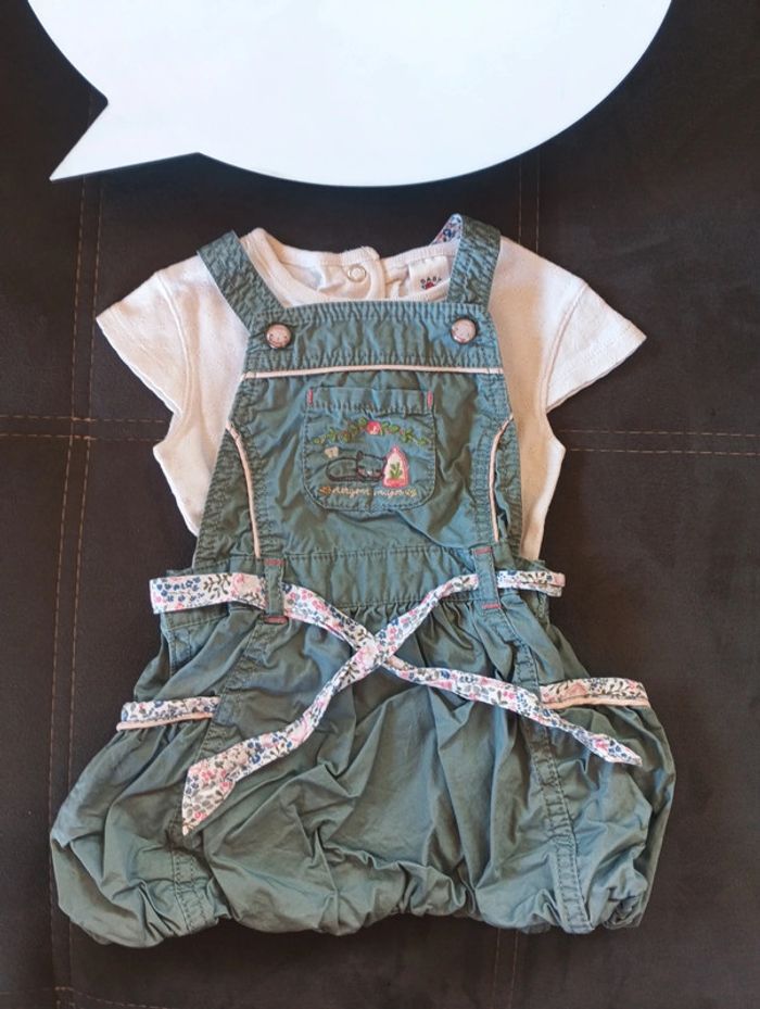 Robe boule style salopette + tee shirt offert Fille 6 mois - photo numéro 2