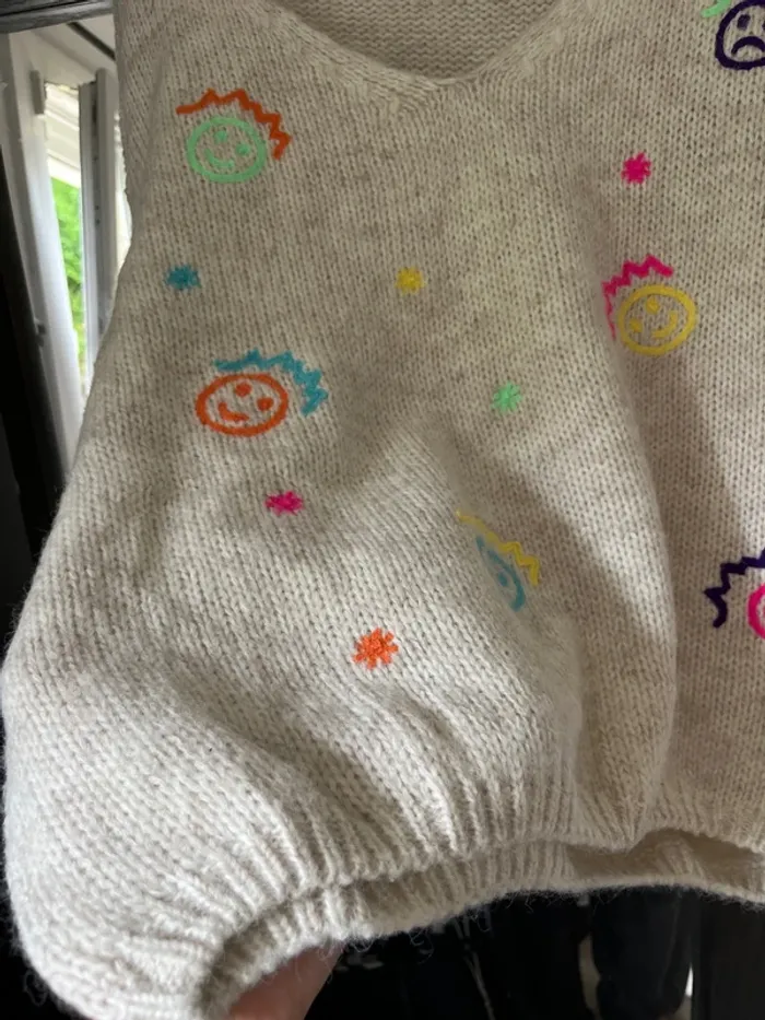 Pull col V femme Smiley - photo numéro 4