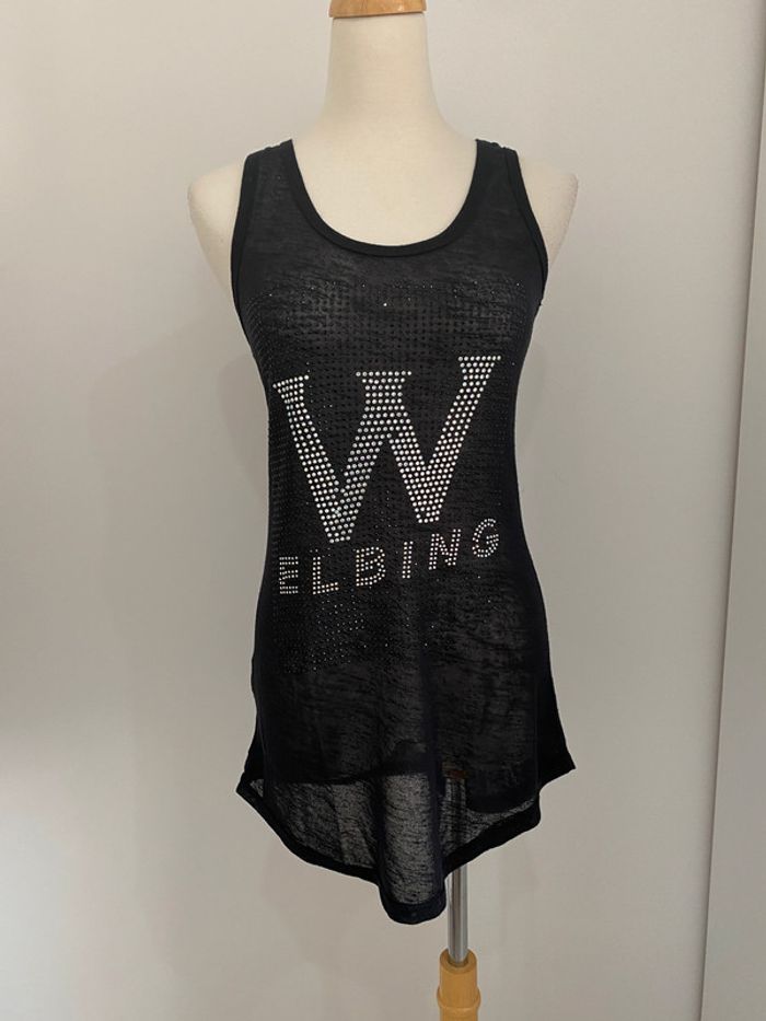 Top débardeur noir à strass Millenium
