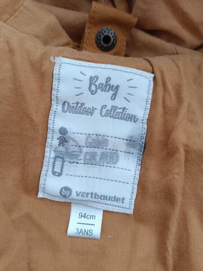 Blouson garçon chaud vertbaudet bleu marine et marron avec doublure 3 ans - photo numéro 3