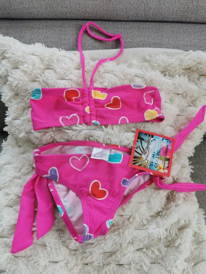 Maillot de bain 2 pièces bikini surfwear culture sud summer rose taille 2 ans