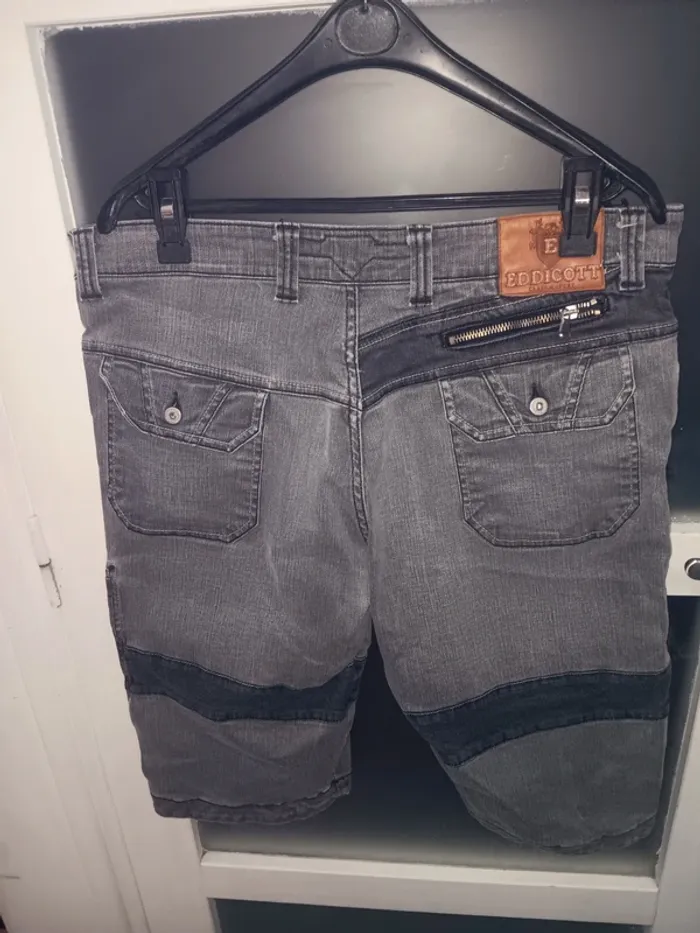 Bermuda cargo en jean gris style vintage taille 40 - photo numéro 4