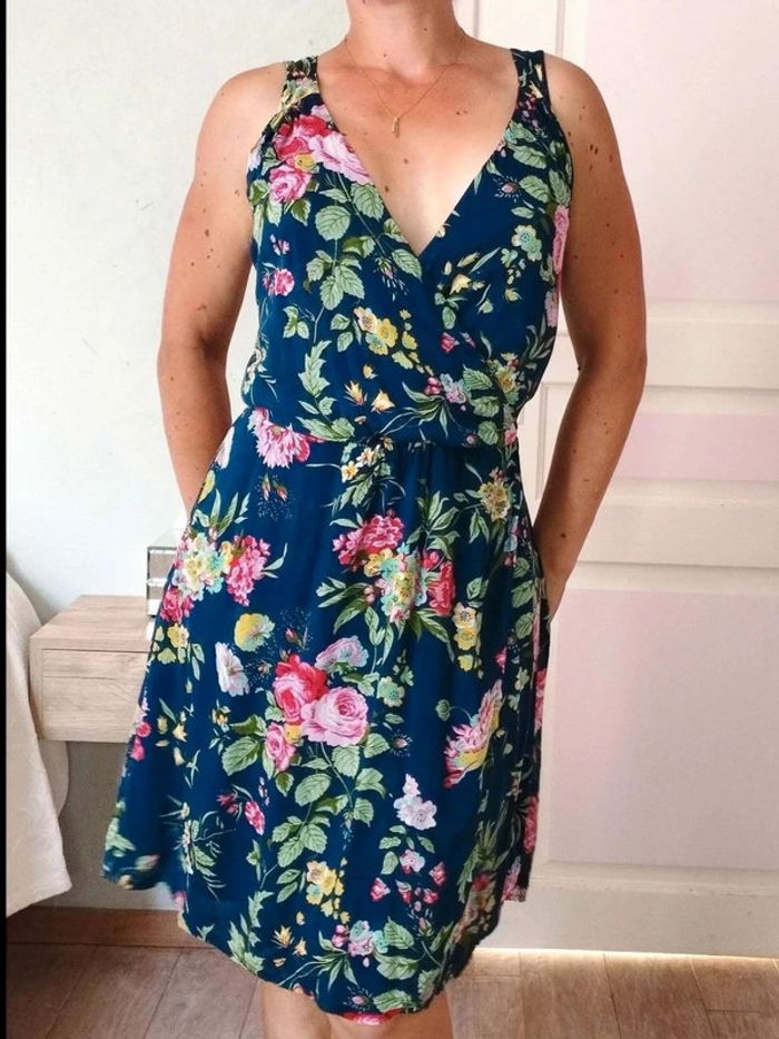 Robe Promod - Bleue fleurie - 38 - Excellent état