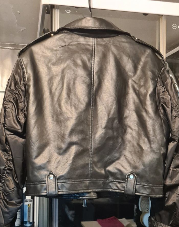Blouson bi matière style perfecto - photo numéro 3