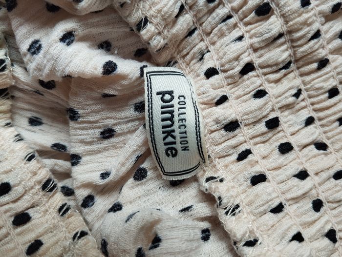 Haut épaules dénudées beige a pois noir Pimkie L - photo numéro 5