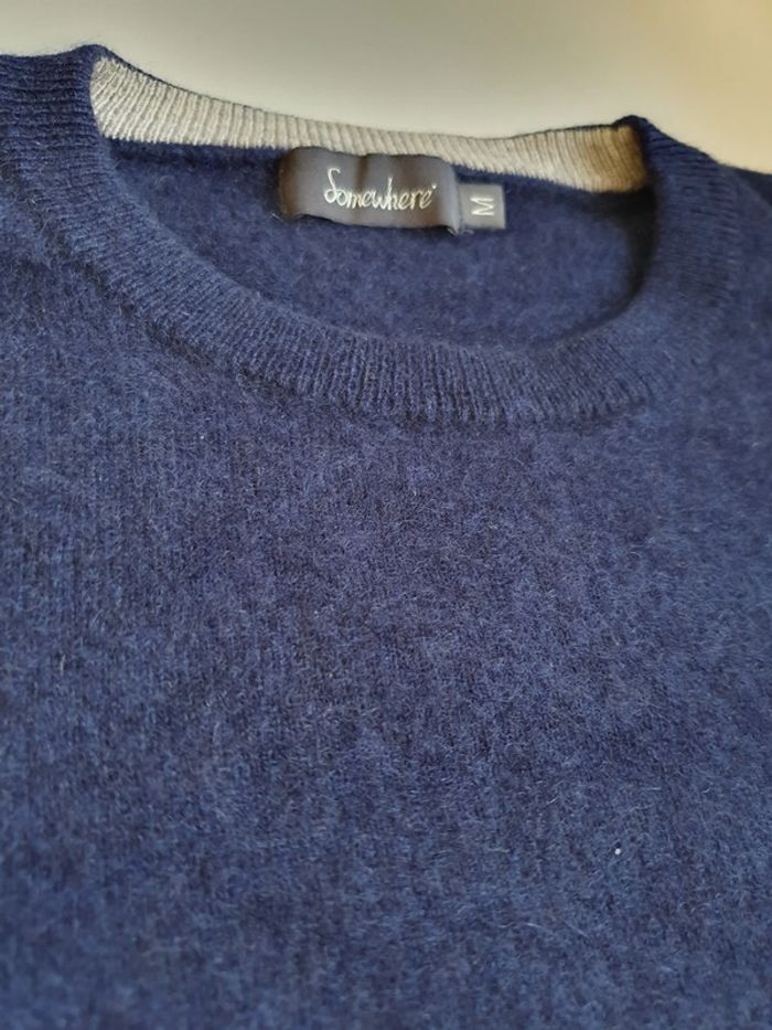 Pull col rond cachemire bleu - Somewhere - Taille M - photo numéro 3