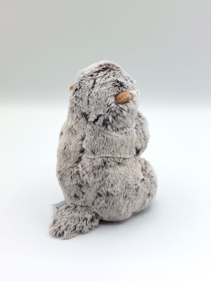 Petite peluche marmotte marron chiné blanc beige créations DANI 15 cm doudou - photo numéro 4