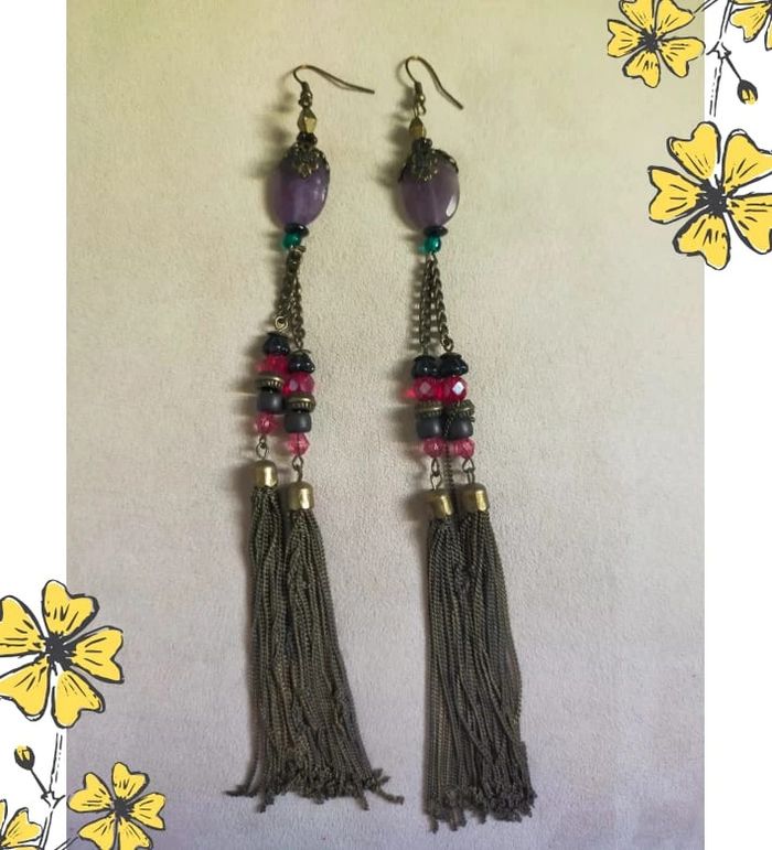 Boucles d’oreilles longues bohème chic – Collection Reflets de Lavande - photo numéro 6