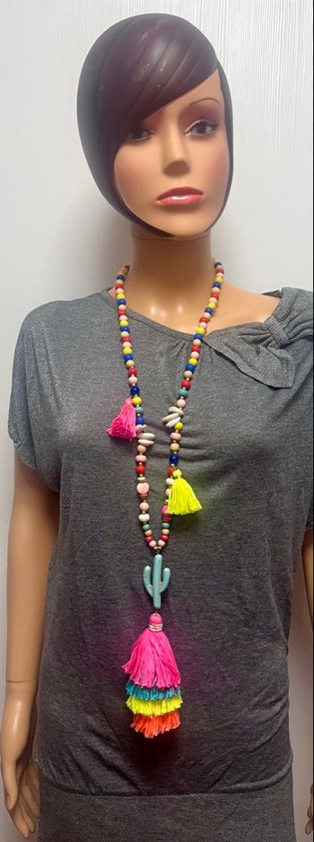 Collier sautoir fantaisie multicolore 