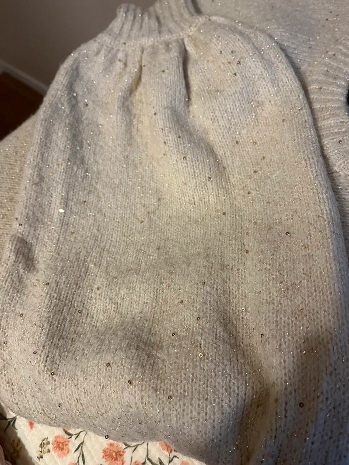 Robe / Pull ample beige pailleté - photo numéro 4