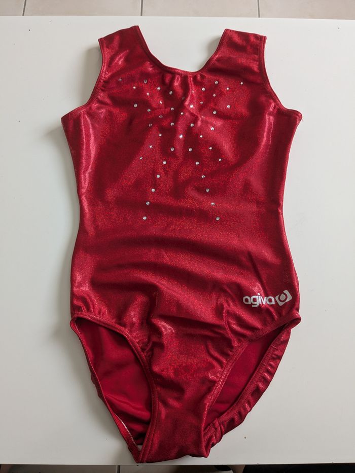 Agiva justaucorps rouge avec strass gym fille 10 ans - photo numéro 1