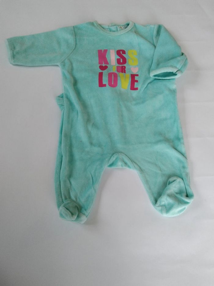 pyjama velours bleu turquoise fille 3 mois