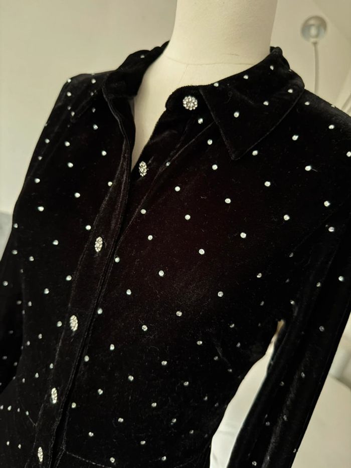 Robe en velours noir avec strass ZARA - photo numéro 3
