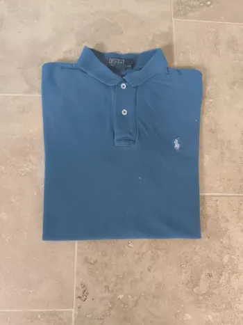 Polo Ralph Lauren homme taille L bleu logo blanc avec défauts