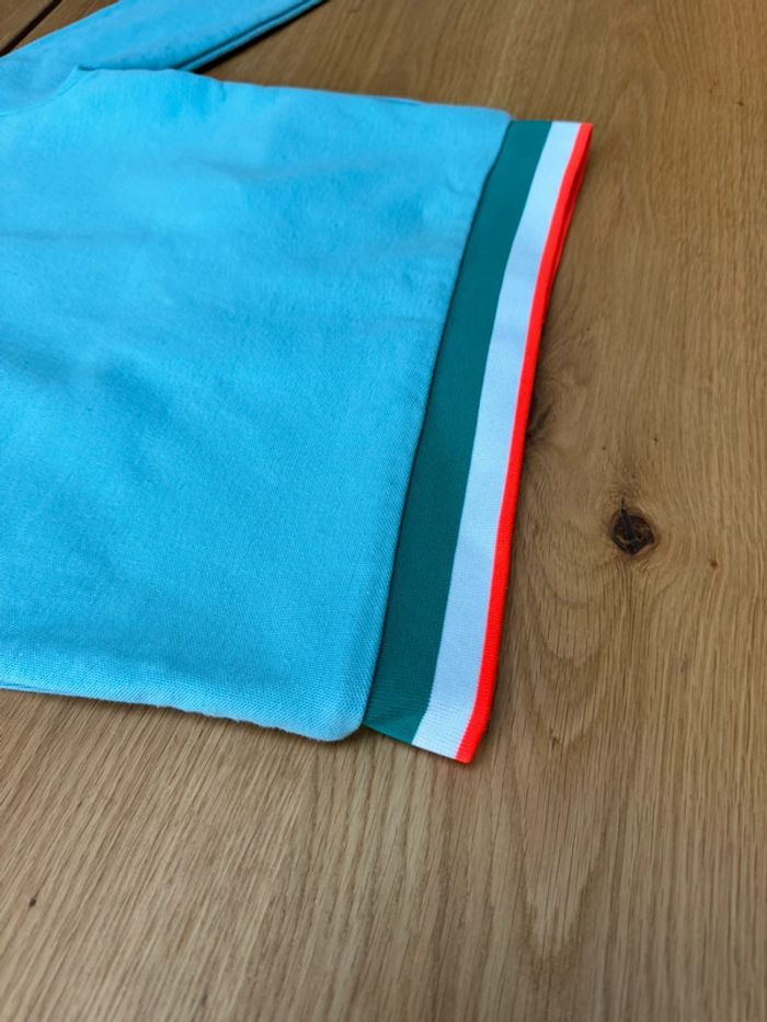 Veste à capuche/hoodie bleu clair zippé bas orange fluo - Taille 6 Ans - photo numéro 11