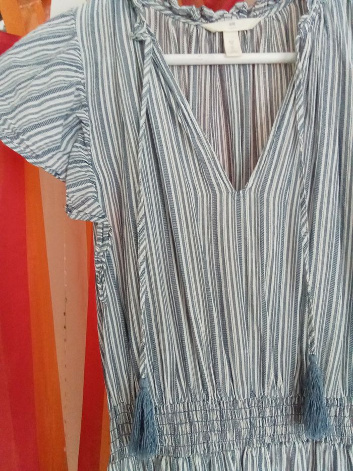 Robe doublée rayée bleu et blanc H&M taille 38 - photo numéro 5