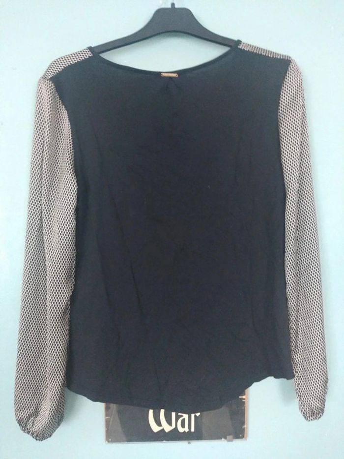 Blouse a manches longues one step a pois noir taille 38 - photo numéro 2