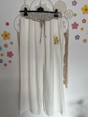 Pantalon viscose crème grande taille