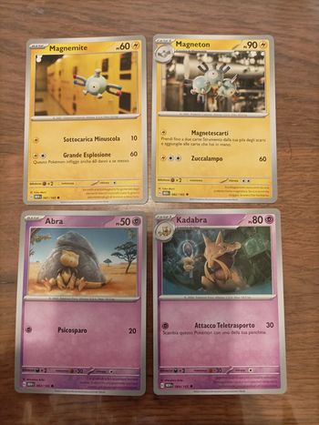 Lot de 4 cartes Pokemon 151 Abra Kadabra Magneti Magnton