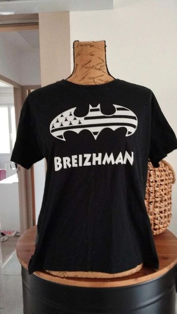 Tee shirt noir motif blanc breizhman taille  m