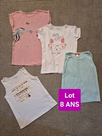 Lot de 4 Tshirts mc fille - 8 ans