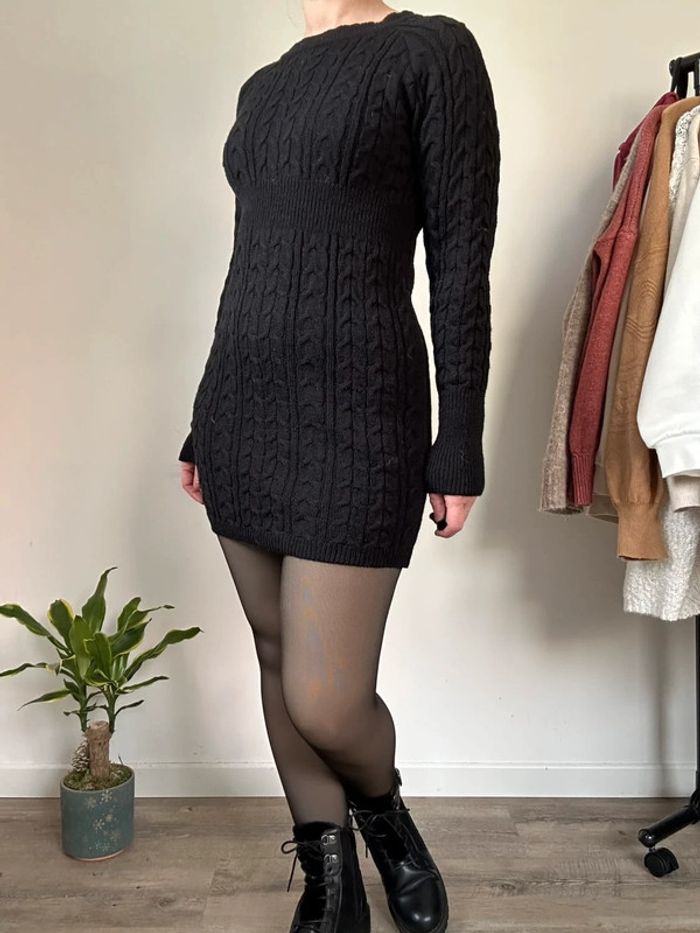 Robe pull torsadée noire Vintage Dressing - Taille 36/38, Très bon état 💖 - photo numéro 4