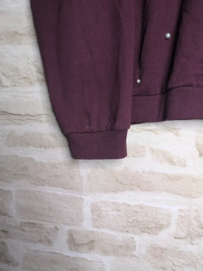 Pull bordeaux perlé – Taille L - photo numéro 3