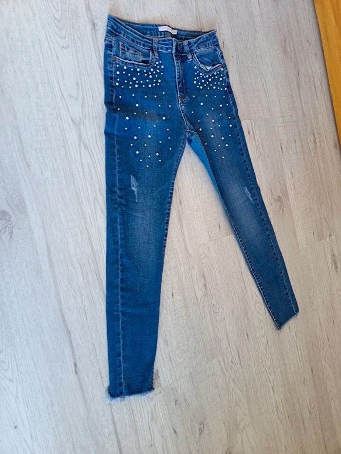 Pantalon jeans slim T36 S femme perle tbe gemo - photo numéro 5