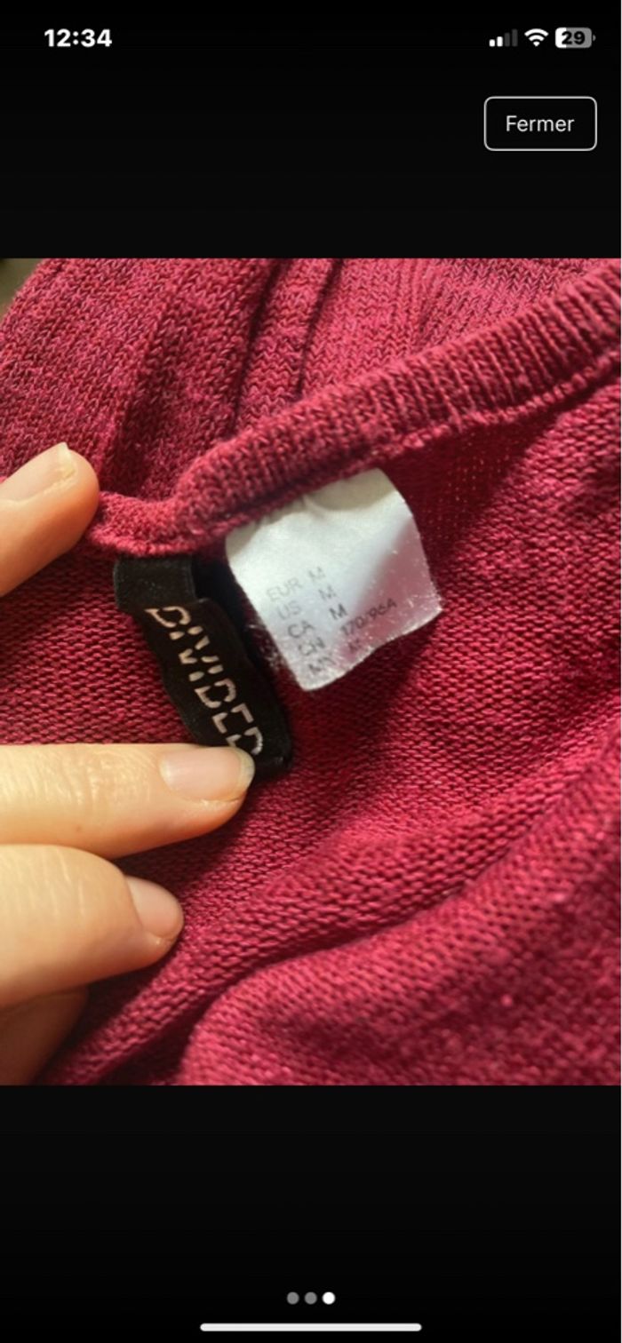 Gilet bordeaux h&m taille m - photo numéro 3