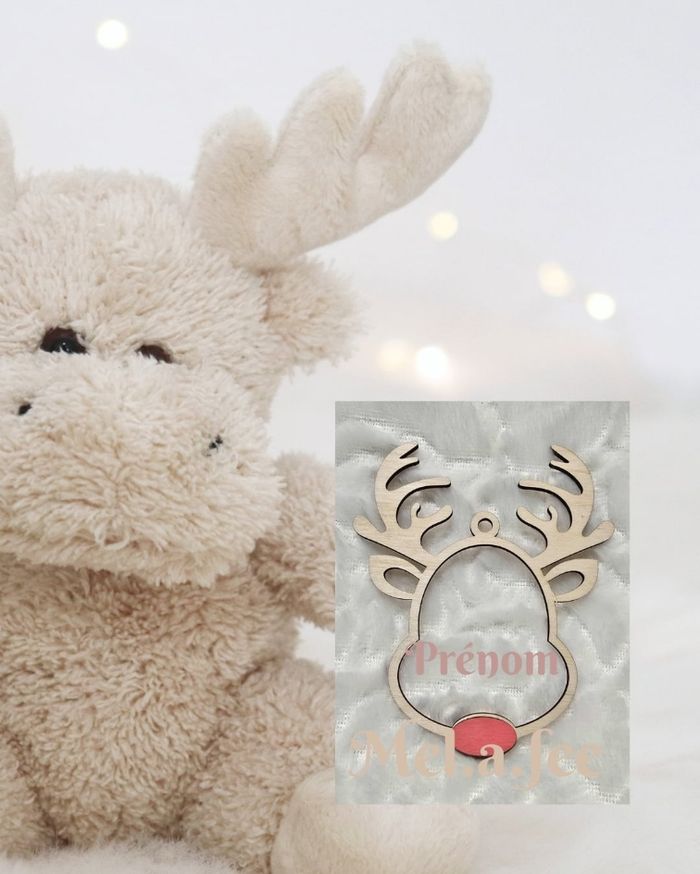 Tête de renne prenom en bois