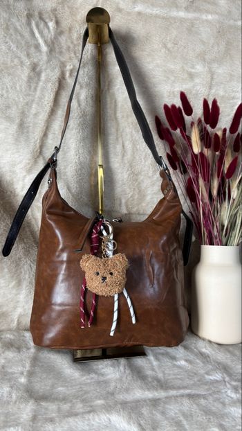 Sac hobo marron neuf – grande capacité au style vintage décontracté avec déco de sac
