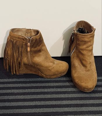 Chaussures bottines boots compensées à franges femme taille 38 Top Or