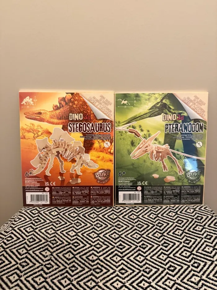 Buki - Lot de deux puzzles Dinosaures en bois 3D à assembler - 6 ans et +