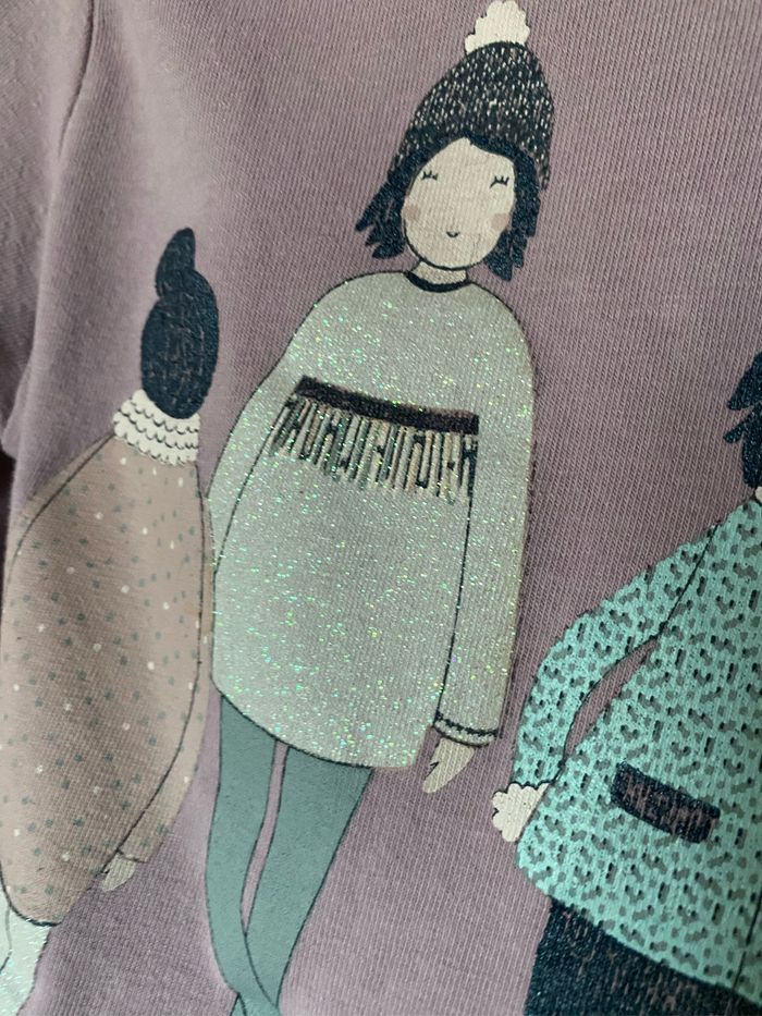 Sous pull lilas réunion de copines paillettes 5 ans vert baudet - photo numéro 2