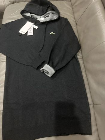 Robe sweat Anthracite chiné à capuche Lacoste
