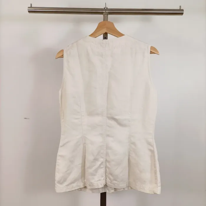 Gilet sans manches en lin Caroll - style safari chic écru taille 38 A646 - photo numéro 6