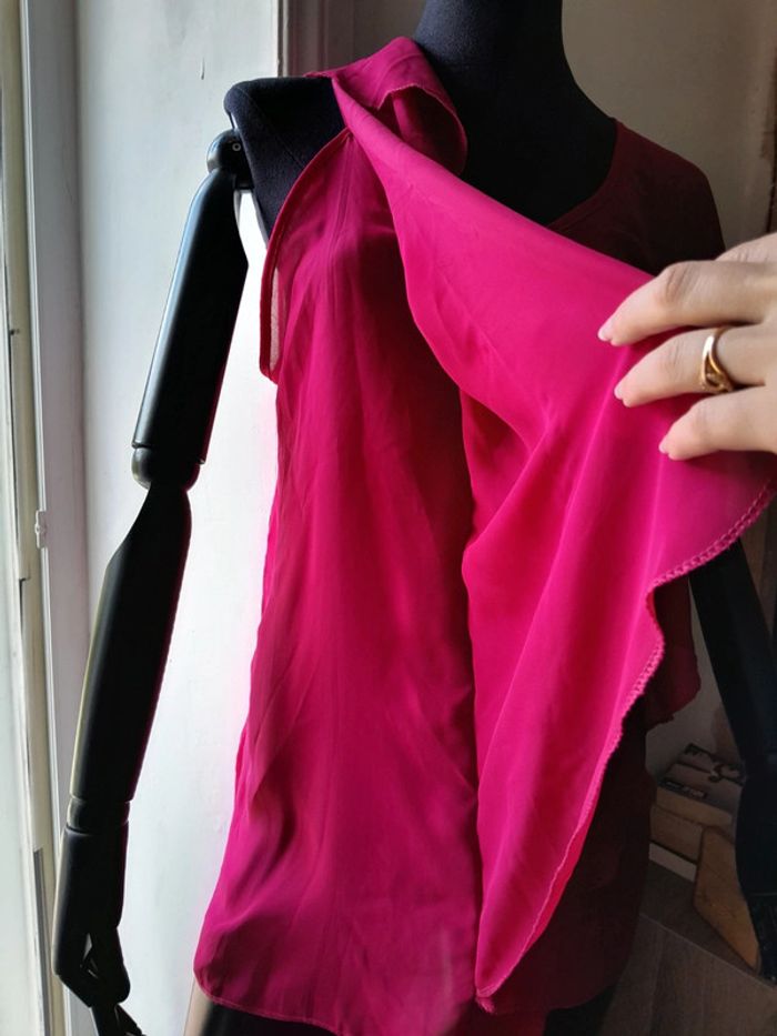 Tunique transparence fuschia à volants taille L - photo numéro 7