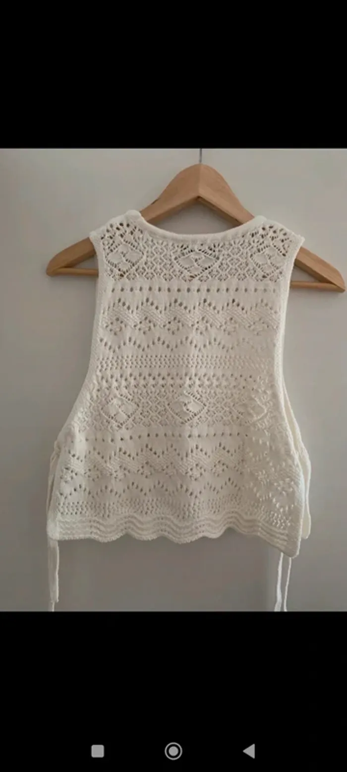 Débardeur en crochet blanc zara neuf sans étiquette M - photo numéro 2