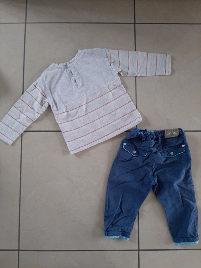 Ensemble tee shirt manches longues + pantalon garçon 18 mois - photo numéro 2
