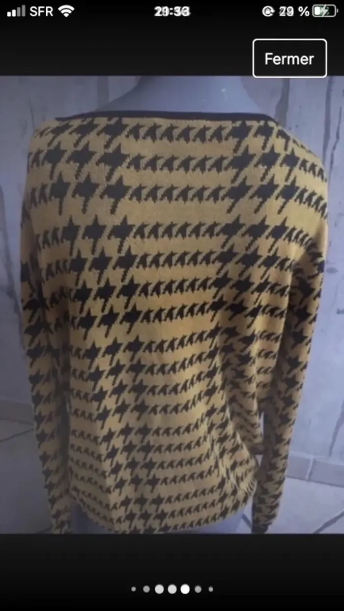 Magnifique pull moutarde et noir pied de coq en excellent état en 42 de la boutique Zamba - photo numéro 2