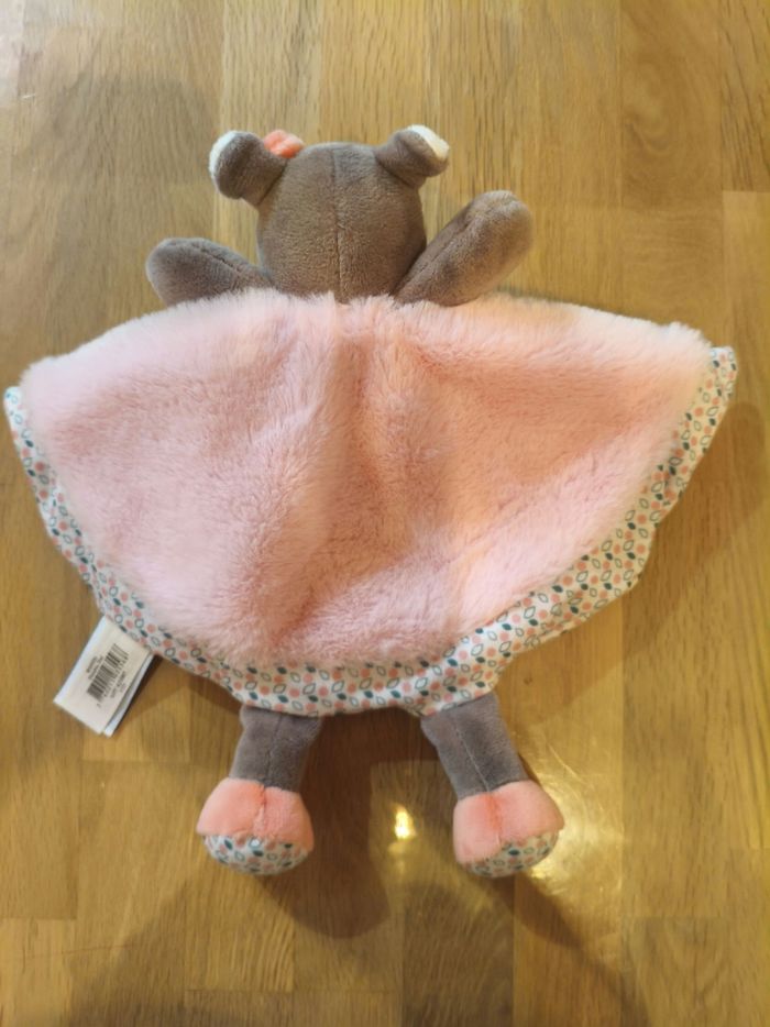 Doudou Semi Plat Hippopotame Zoé Zoe Blanc Rose Mauve Baby Nat Babynat - photo numéro 2