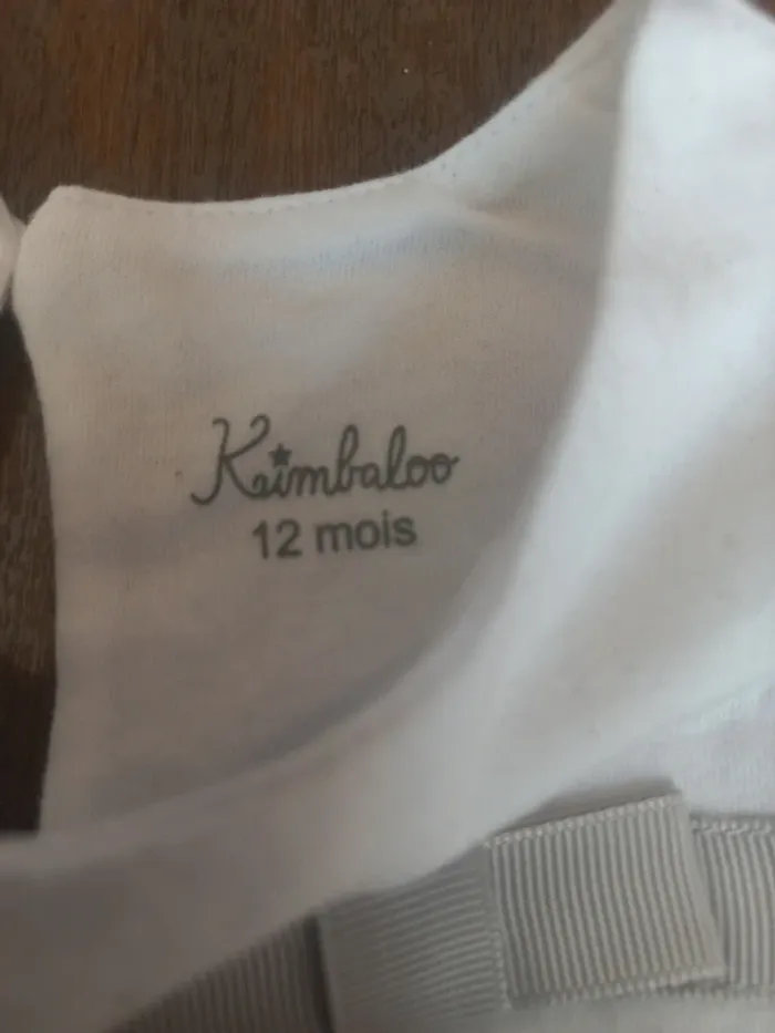 Débardeur blanc rayé argenté Kimbaloo 12mois 74cm - photo numéro 4