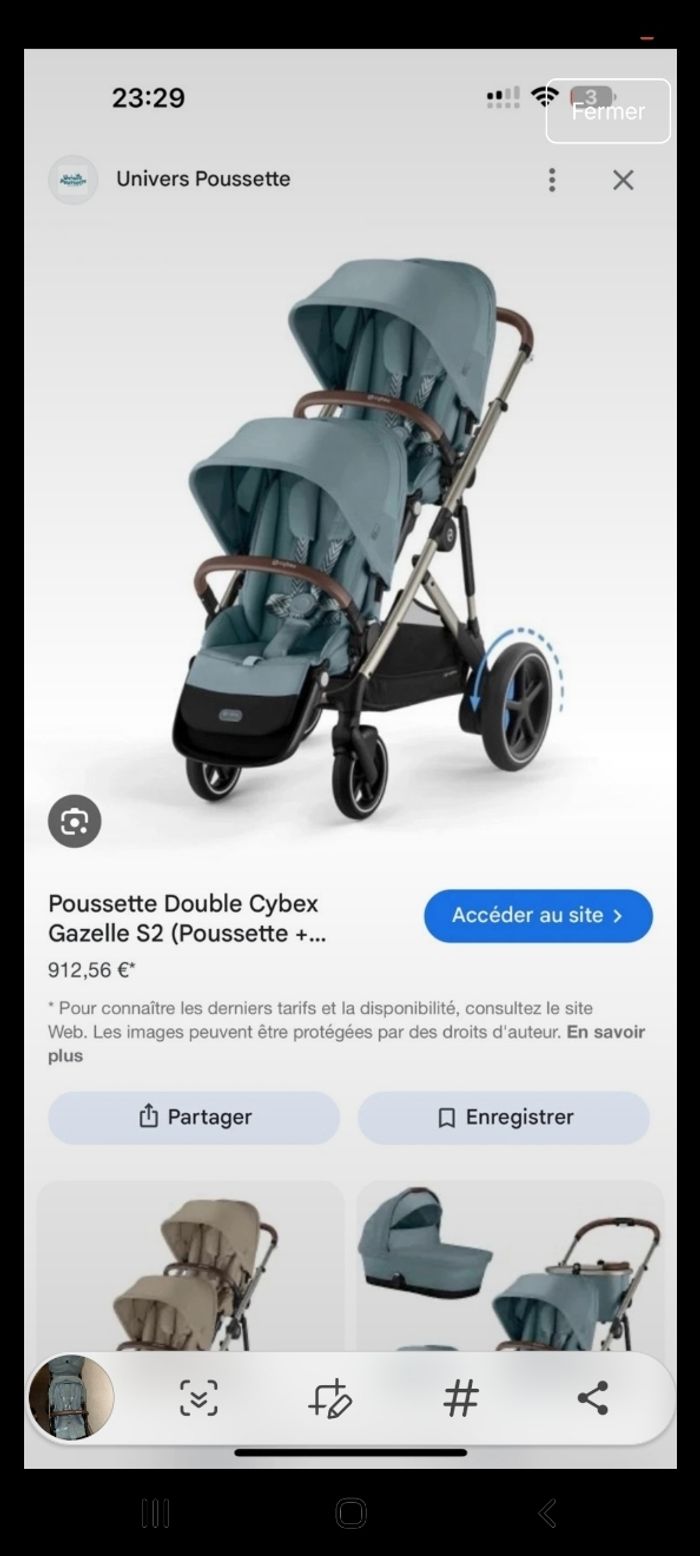 Poussette double cybex gazelle S